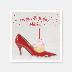 Servilleta De Papel Cupcake de cumpleaños en un zapato rojo