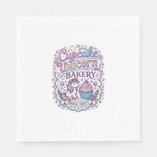 Servilleta De Papel Cupcake Unicornio Panadería de Unicornio Fondo Bla