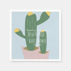 Servilleta De Papel Cupcakes de Cactus Agradecimiento Baby Shower Azul