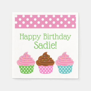 Servilleta De Papel Cupcakes de polka Fiestas personalizados