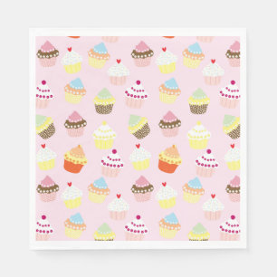 SERVILLETA DE PAPEL CUPCAKES PATRÓN ROSA NAPKIN