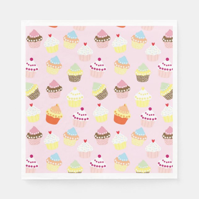 SERVILLETA DE PAPEL CUPCAKES PATRÓN ROSA NAPKIN (Anverso)