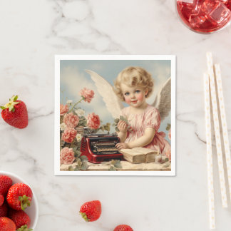 Servilleta De Papel Cupid Angel escribe una carta de amor