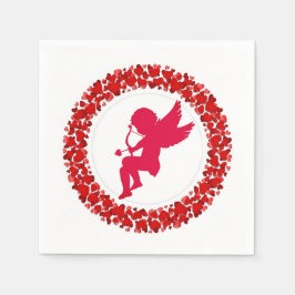 Servilleta De Papel Cupid Bow & Arrow and Hearts Paper Napkin