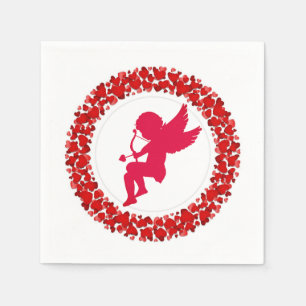 Servilleta De Papel Cupid Bow & Arrow and Hearts Paper Napkin