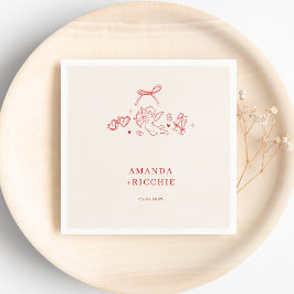 Servilleta De Papel Cupido Querubín Vintage Dibujado a Mano Boda Compr