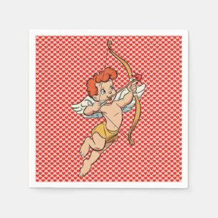 Servilleta De Papel Cúpido vintage/retro del día de San Valentín