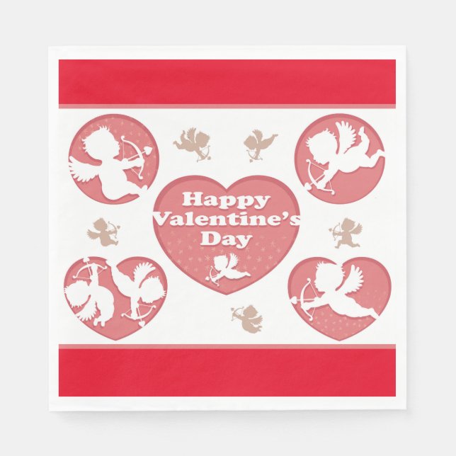 Servilleta De Papel Cupidos rosados de San Valentín (Anverso)