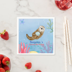 Servilleta De Papel Cura arcoiris Otter Vieiras Fiesta de cumpleaños