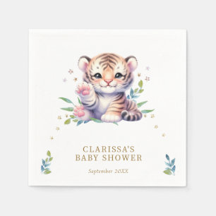 Servilleta De Papel Cura de tigre animal Stars White Baby Shower