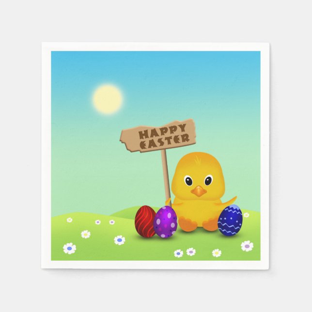 Servilleta De Papel Cura Feliz Pascua, bebé polluelo (Anverso)