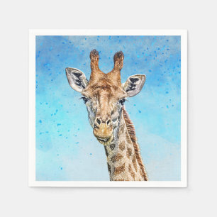 Servilleta De Papel Curiosa jirafa con cielo azul de confetti