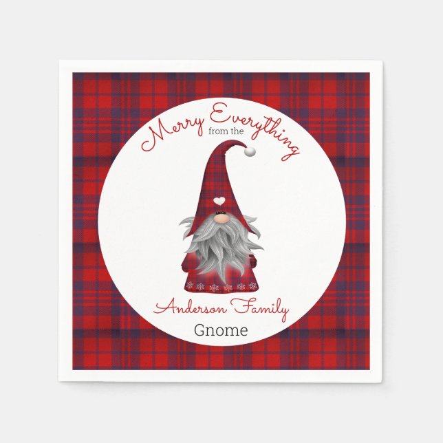 Servilleta De Papel Curioso Gnome personalizado del elfo navideño (Anverso)