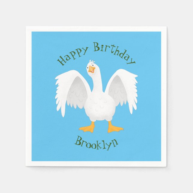 Servilleta De Papel Curioso ilustracion de personalizado ganso domésti (Anverso)