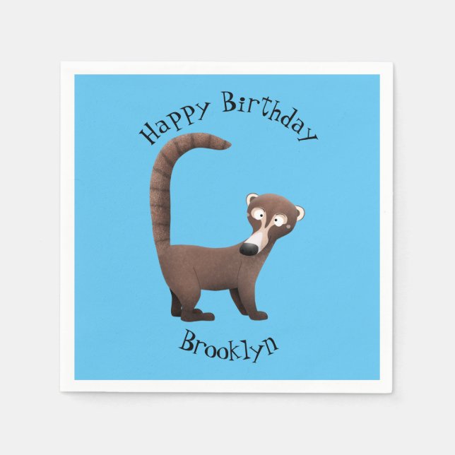 Servilleta De Papel Curioso ilustracion personalizado de coatimundi (Anverso)