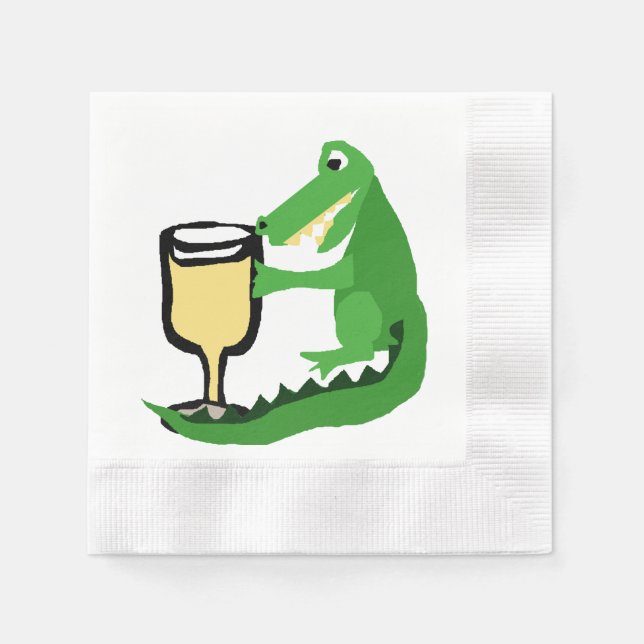 Servilleta De Papel Curioso lagarto Vidrio Blanco (Anverso)
