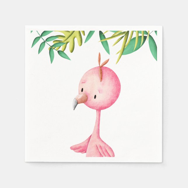 Servilleta De Papel Curso verano rosa Flamingo Tropical Baby Shower (Anverso)