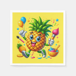 Servilleta De Papel Curte Summer Pineapple fruta añadir texto Cumpleañ