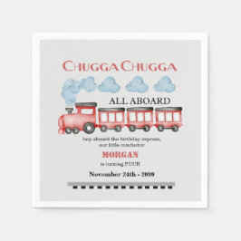 Servilleta De Papel Curte Watercolor Tren Rojo Cualquier Cumpleaños de