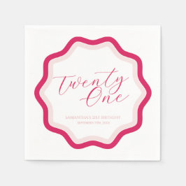 Servilleta De Papel Curva rosa ondulada Chicas 21º cumpleaños
