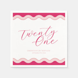 Servilleta De Papel Curva rosa ondulada Chicas 21º cumpleaños