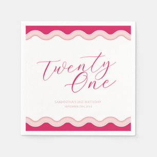 Servilleta De Papel Curva rosa ondulada Chicas 21º cumpleaños
