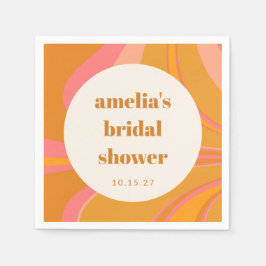 Servilleta De Papel Custom Amarillo Naranja Rosa Mármol Despedida de S