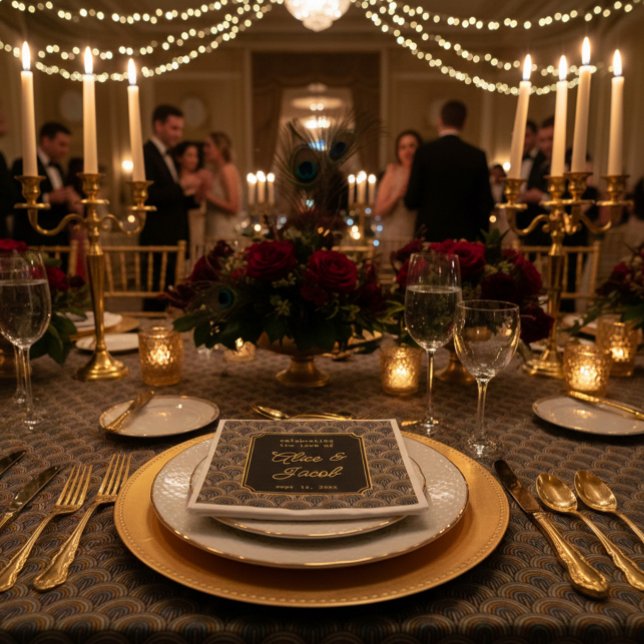 Servilleta De Papel Custom Art Deco Embroidered-Style Wedding Napkins (Subido por el creador)