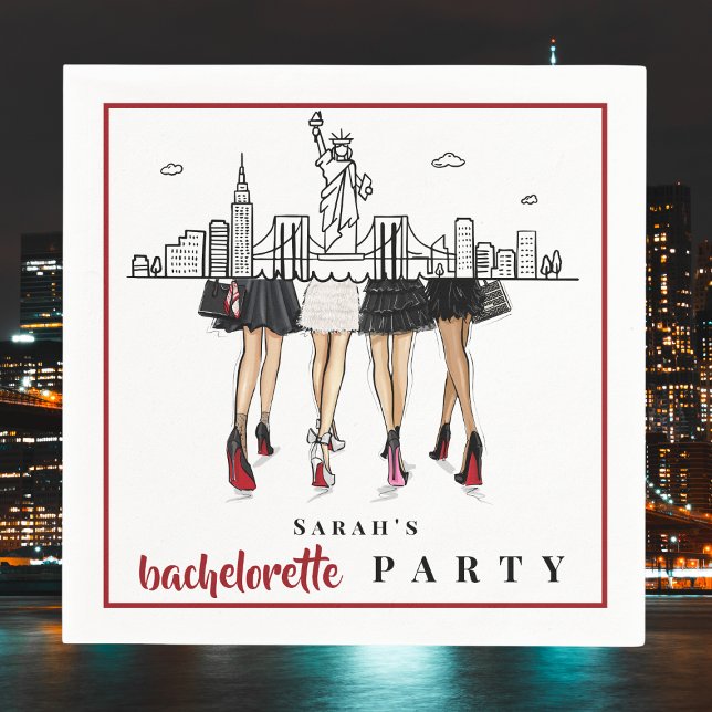 Servilleta De Papel Custom Bachelorette New York City Skyline Fashion (Subido por el creador)