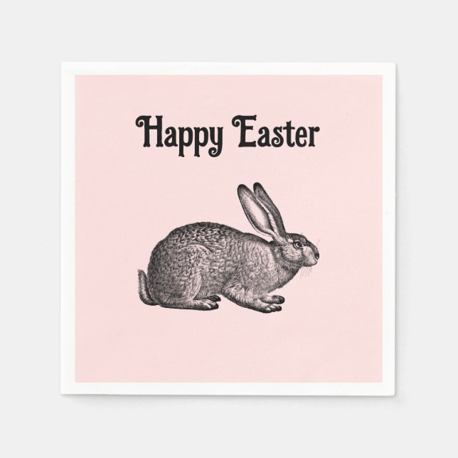 Servilleta De Papel CUSTOM BACKGROUND - Happy Easter Rabbit Napkins (Anverso)