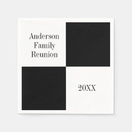Servilleta De Papel Custom Black Checkered Family Reunion