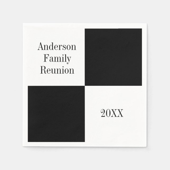 Servilleta De Papel Custom Black Checkered Family Reunion (Anverso)
