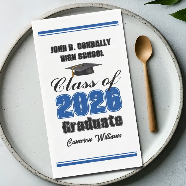 Servilleta De Papel Custom Blue Class of 2026 Graduation Party (Subido por el creador)
