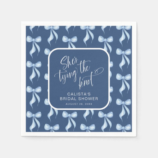 Servilleta De Papel Custom Blue She's Tying the Knot Bridal Shower (Anverso)