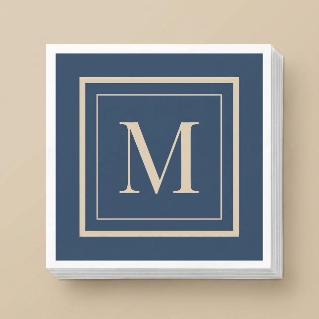 Servilleta De Papel Custom Blue & Vanilla Framed Monogram (Subido por el creador)