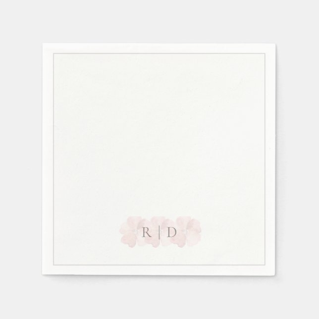 Servilleta De Papel Custom Blush Pink Floral Garden Minimal Wedding  (Anverso)