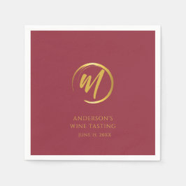 Servilleta De Papel Custom Burgundy and Gold Monogram 