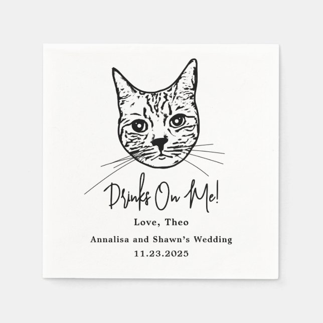 Servilleta De Papel Custom Cat Cocktail Napkins Wedding (Anverso)