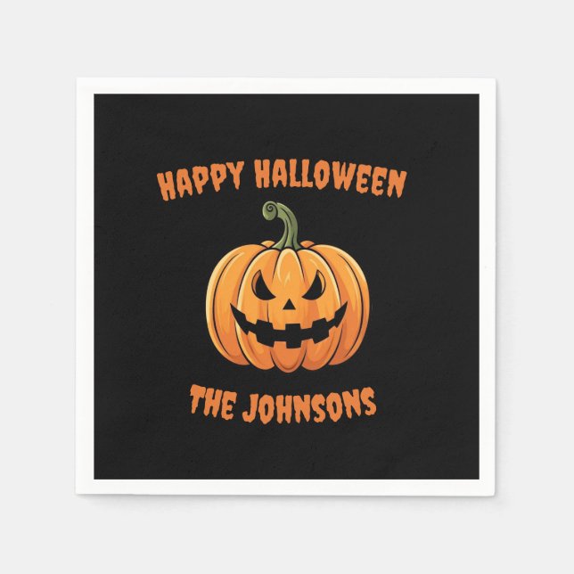 Servilleta De Papel Custom Cute Spooky Pumpkin Happy Halloween  (Anverso)