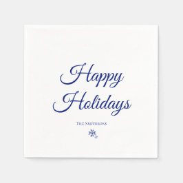 Servilleta De Papel Custom Family Name Happy Holidays Snowflakes