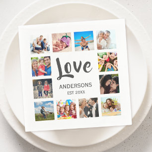 Servilleta De Papel Custom Family Photo Collage Personalized White