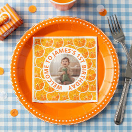 Servilleta De Papel Custom First Birthday Paper Napkins with Photo