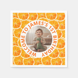 Servilleta De Papel Custom First Birthday Paper Napkins with Photo