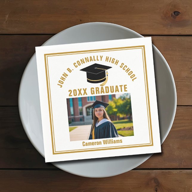 Servilleta De Papel Custom Gold Graduate Photo 2026 Graduation Party (Subido por el creador)