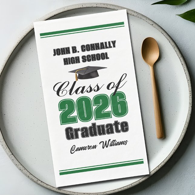 Servilleta De Papel Custom Green Class of 2026 Graduation Party (Subido por el creador)