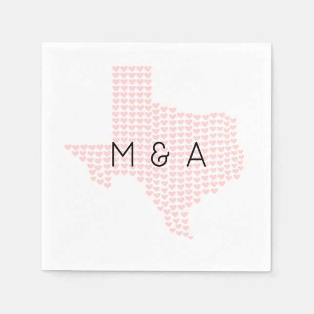 Servilleta De Papel Custom Heart-Themed Texas Wedding Napkin (Anverso)