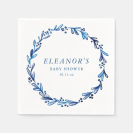 Servilleta De Papel Custom Indigo Blue Ink Botanical Baby Shower