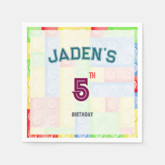 Servilleta De Papel Custom Lego Block Birthday Party Napkins