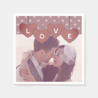 Servilleta De Papel Custom Love Hearts Banner Overlaid Custom Photo