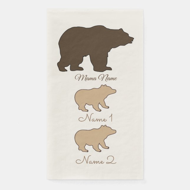 Servilleta De Papel Custom Mama Bear With 2 Kid Names Mothers Day Gift (Anverso)